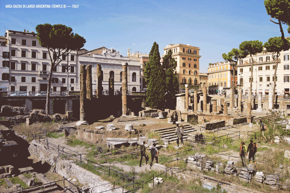 <p>Originally discovered in 1920, this Italian ruin shows off columns and steps of what is now known as Temple B, the most recent of four temples at the site. A reimagining of the Area Sacra di Largo site offers a look at the splendor of the temple</p>