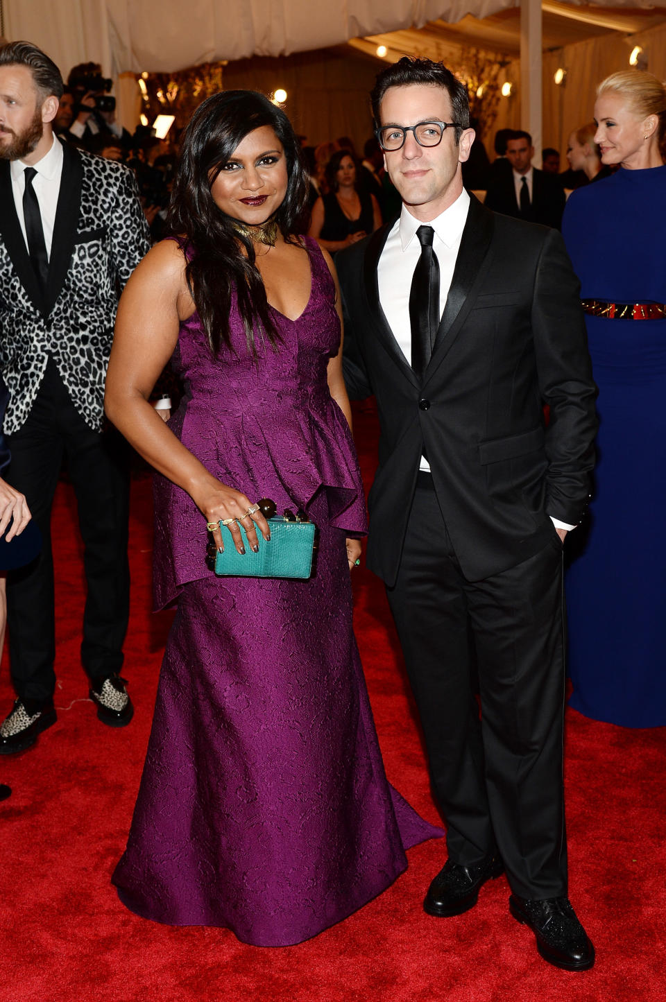 Mindy Kaling and B.J. Novak attend the Costume Institute Gala for the 'PUNK: Chaos to Couture' exhibition at the Metropolitan Museum of Art on May 6, 2013 in New York City.