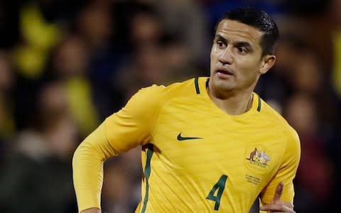 Australia's Tim Cahill plays during a friendly soccer match between Colombia - Credit:  AP