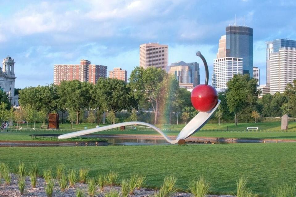 The Minneapolis Sculpture Garden is a free attraction and makes for great photo ops