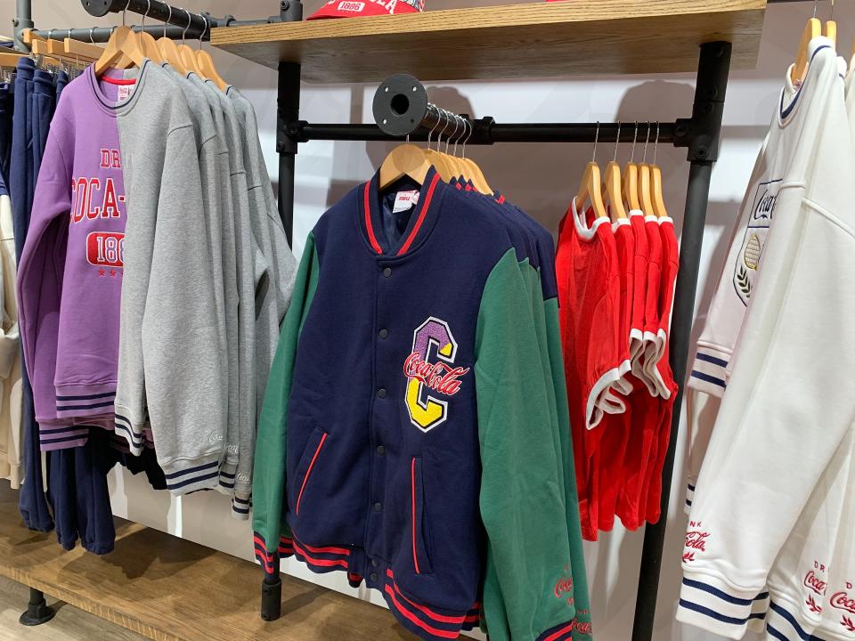 The store featured Coca-Cola branded varsity jackets.
