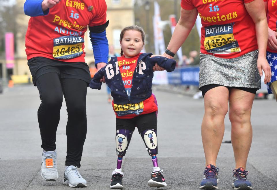 Harmonie-Rose crosses the finish line (Ben Birchall/PA)