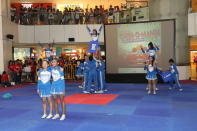 Cheerleading stunts performed by Upbeats, cheerleading squad from Westwood Secondary School.