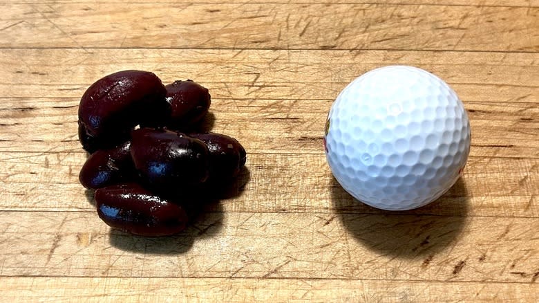 Olives and golf ball