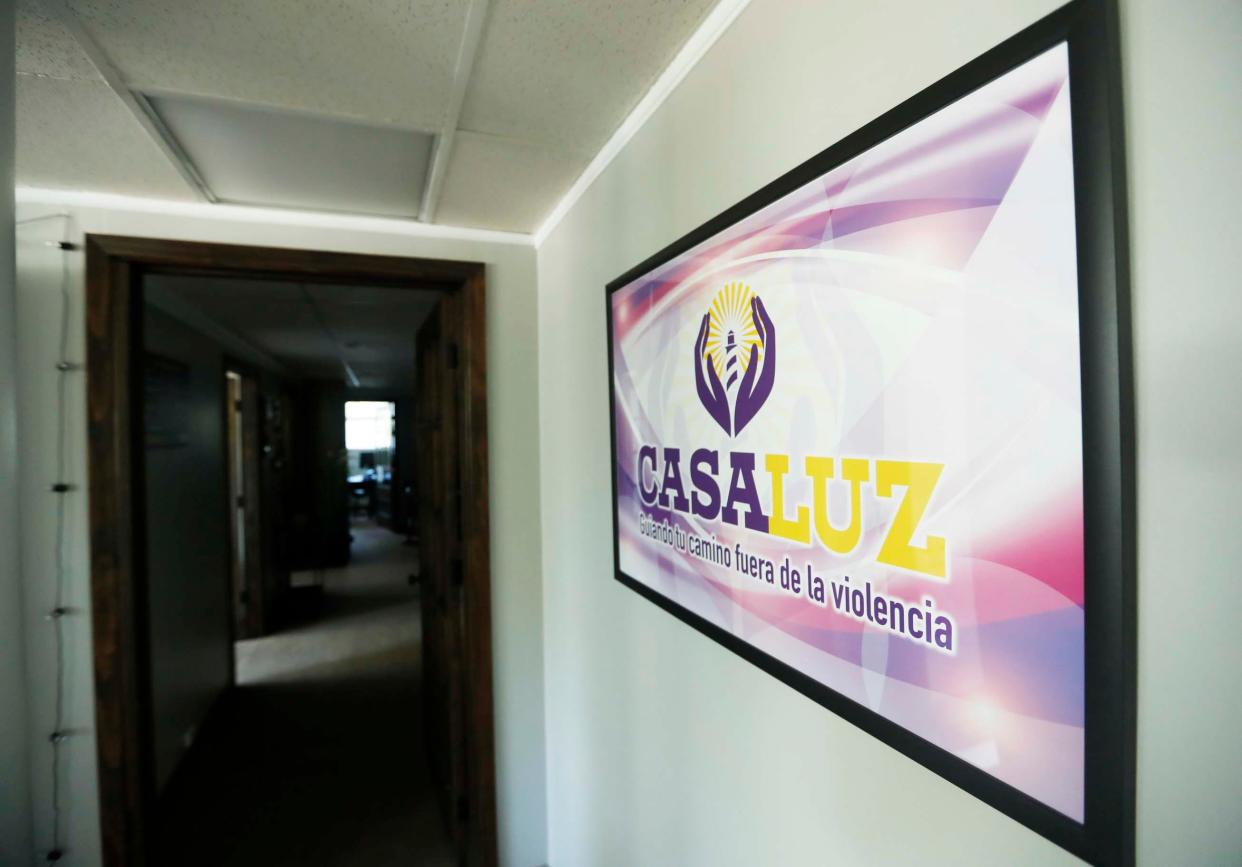 A sign that reads “CasaLuz” can be seen inside of CasaLuz, which provides to the Hispanic/Latinx community in Shelby County such as legal support, advocacy, and housing assistance in Memphis, Tenn., August 28, 2023.