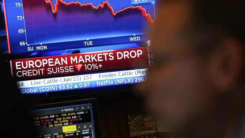 Traders work on the floor at the New York Stock Exchange in New York, Wednesday, March 15, 2023.