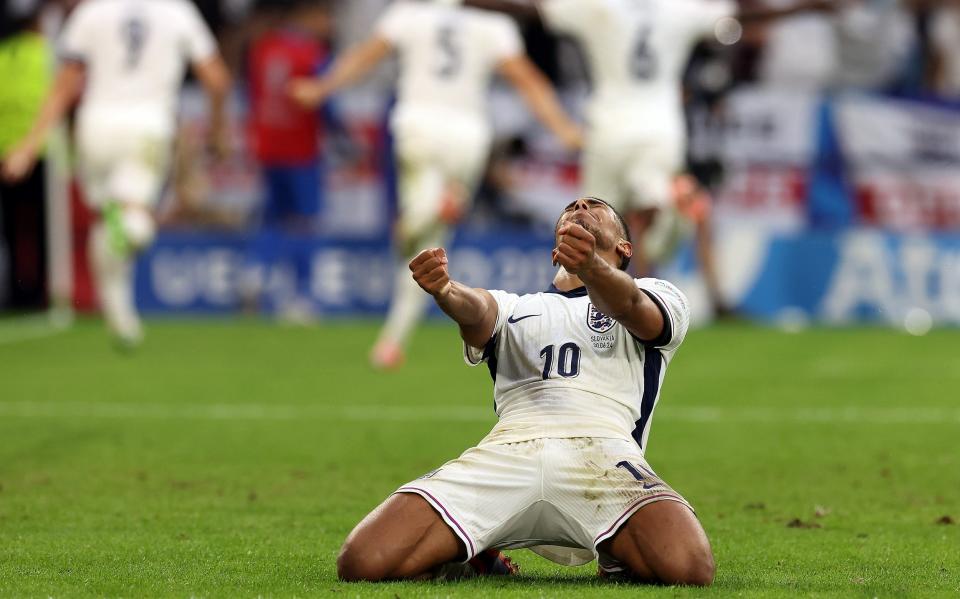 Jude Bellingham celebrates England's emotional victory over Slovakia