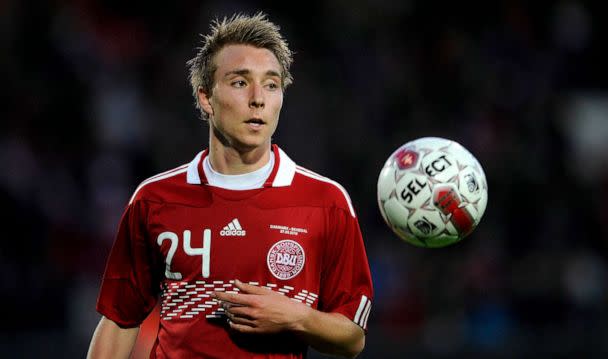 PHOTO: FILE - Christian Eriksen is seen during a friendly Match between Denmark vs. Senegal on April 27, 2010. (Lars Ronbog/FrontzoneSport via Getty Images, FILE)