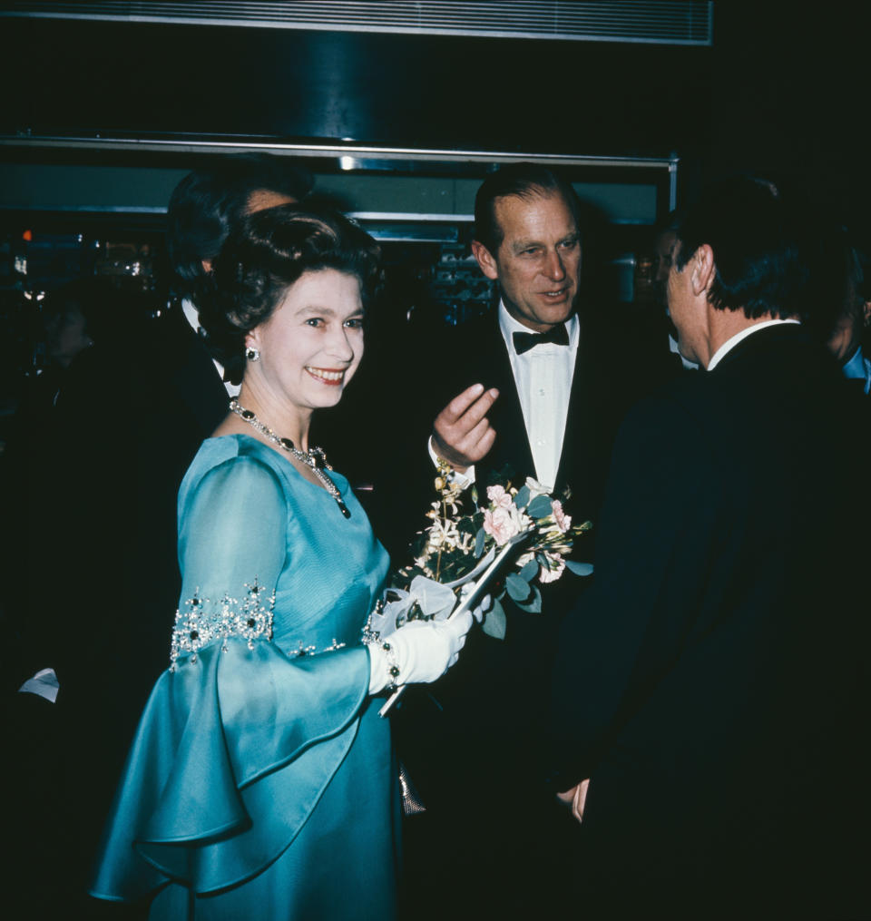Queen Elizabeth at the premiere of Murder on the Orient Express 