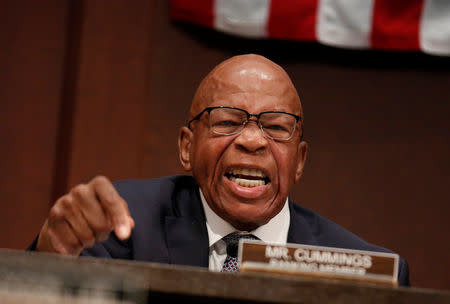 Rep. Elijah Cummings (D-MD) speaks against the Trump administration's practice of separating children from their parents at the U.S.-Mexico border before U.S. Department of Justice Inspector General Michael Horowitz testified to a joint hearing of the House Judiciary and House Oversight and Government Reform Committee titled, "Oversight of the FBI and DOJ Actions in Advance of the 2016 Election" on Capitol Hill in Washington, U.S., June 19, 2018. REUTERS/Joshua Roberts