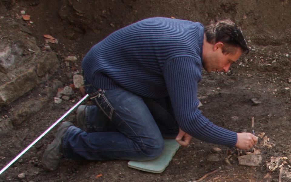 In advance of construction, archaeologists carefully excavated medieval remains so they could be respectfully reburied in a 19th century cemetery. Thuringian State Office for Heritage Management and Archaeology/Ronny Krause, <a href="http://creativecommons.org/licenses/by-nd/4.0/" rel="nofollow noopener" target="_blank" data-ylk="slk:CC BY-ND;elm:context_link;itc:0;sec:content-canvas" class="link ">CC BY-ND</a>