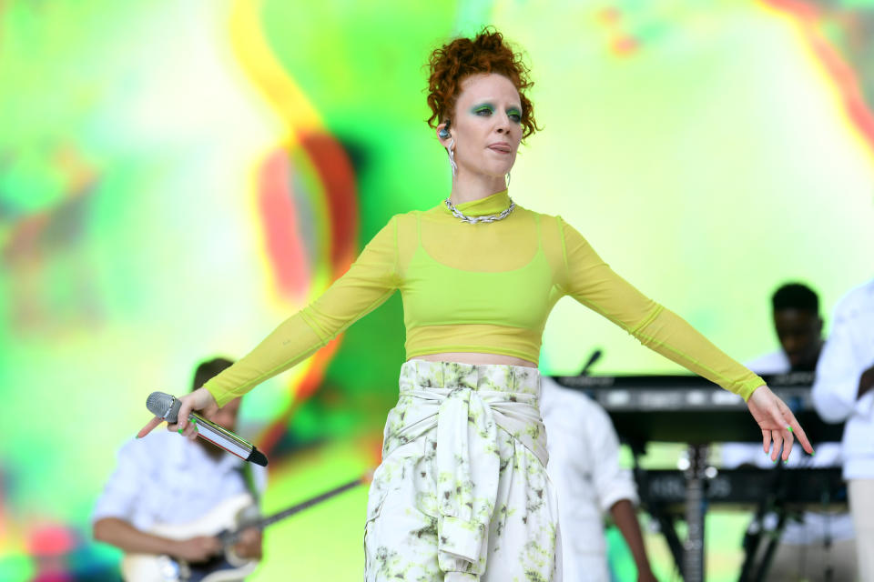 Jess Glynne on stage during Capital's Summertime Ball. The world's biggest stars perform live for 80,000 Capital listeners at Wembley Stadium at the UK's biggest summer party. (Credit: Doug Peters/EMPICS)