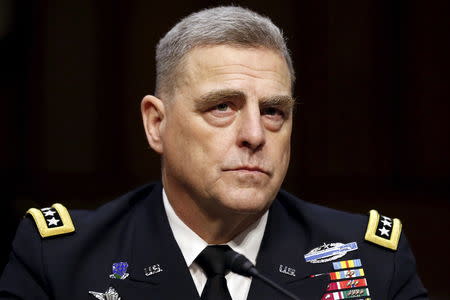 FILE PHOTO: U.S. Army General Mark Milley testifies at a Senate Armed Services Committee hearing on his nomination to become the Army's chief of staff, on Capitol Hill in Washington July 21, 2015. REUTERS/Jonathan Ernst