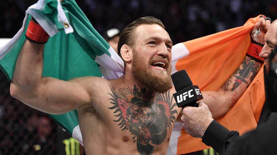 Conor McGregor, pictured here reacting to his win over Donald Cerrone.