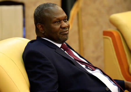 FILE PHOTO: South Sudan rebel leader Riek Machar attends a South Sudan peace meeting as part of talks to negotiate an end to a civil war that broke out in 2013, in Khartoum, Sudan June 25, 2018. REUTERS/Mohamed Nureldin Abdallah/File Photo