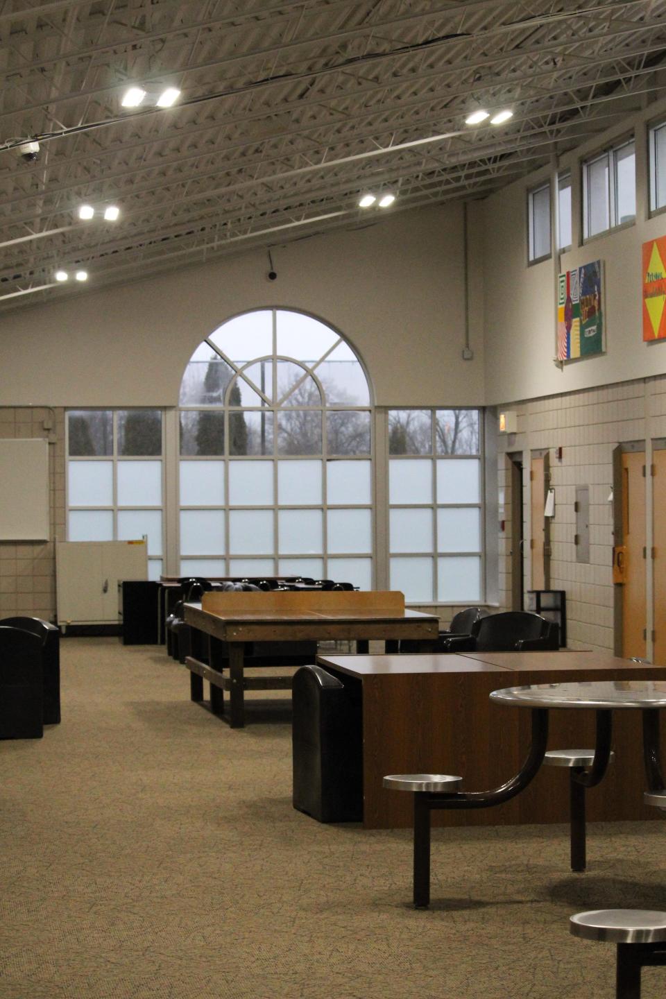 The Day Room is the common area for the youth at NCORC. Along the walls are the doors to their rooms. In January, the North Central Ohio Rehabilitation Center had 14 youth in the facility, with a maximum of 20 full beds at one time.