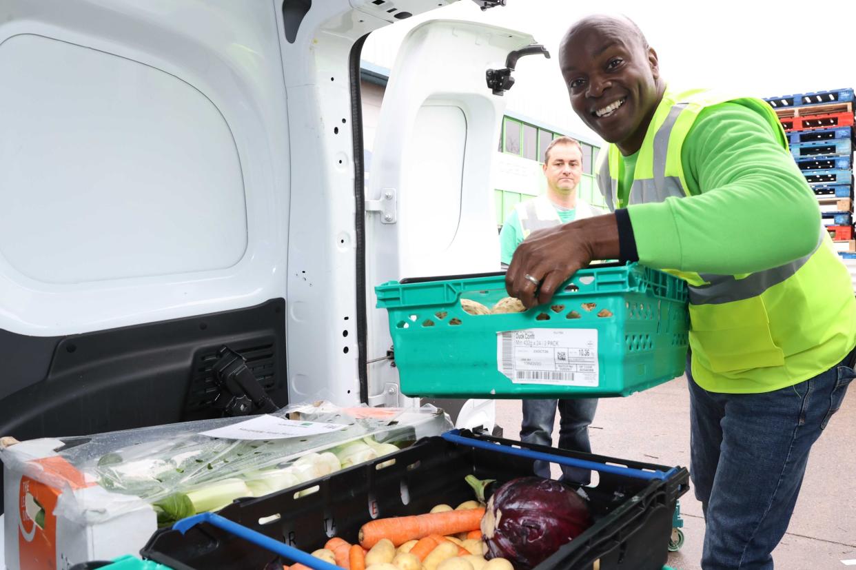 <p>Conservative Mayoral Candidate Shaun Bailey volunteers at the Felix Project depot in West London</p> (Nigel Howard)