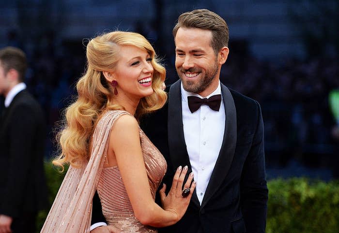 Blake and Ryan smiling on the red carpet