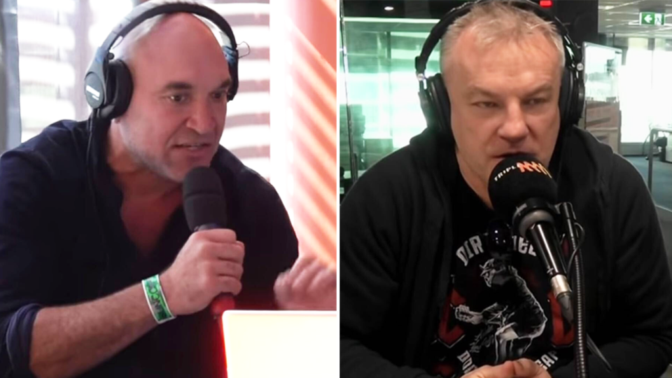 On the right is Triple M radio presenter Paul Kent and former NRL star Gordon Tallis on the left.