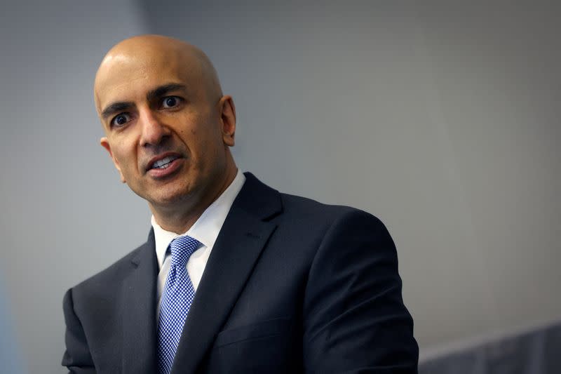 FILE PHOTO: Minneapolis Fed President Neel Kashkari speaks during an interview with Reuters in New York