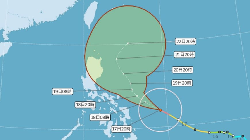 強烈颱風「舒力基」路徑。（圖／翻攝自中央氣象局）