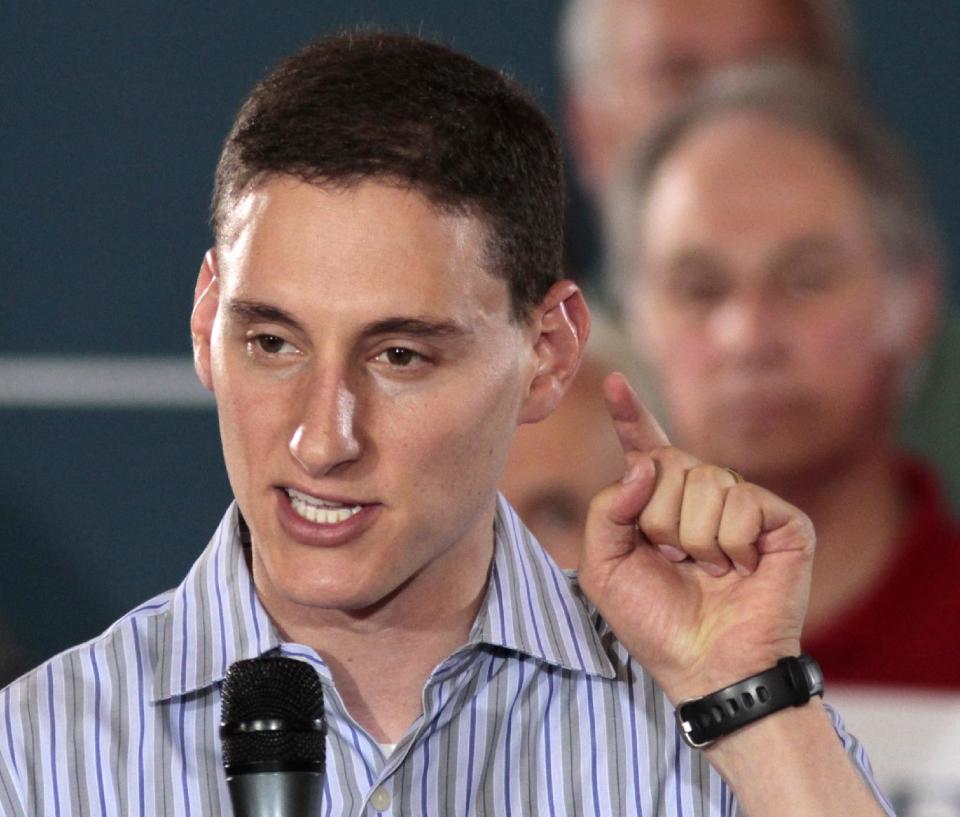 FILE - In this Sept. 1, 2012 file photo, Ohio Republican Senate candidate Josh Mandel speaks at a campaign rally in Cincinnati. Friends of coal are certain they know the enemy. They point to President Barack Obama and his Environmental Protection Agency, arguing that the administration’s new clean air rules dealt a devastating blow to a multibillion-dollar industry that has been the lifeblood of Appalachia for generations. The standards imposed earlier this year tightened limits on existing coal powered-plant emissions; agency guidelines on restricting greenhouse gases could affect new plants as early as 2013. (AP Photo/Al Behrman, File)