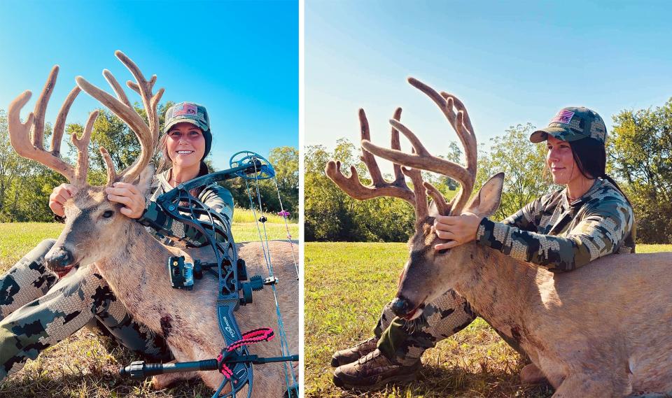 photo of hunter with a big velvet Kentucky whitetail buck