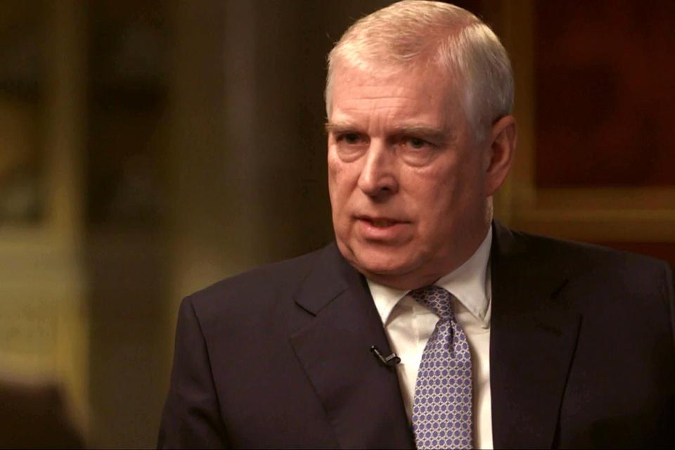 Grilling: Prince Andrew during his interview on Newsnight