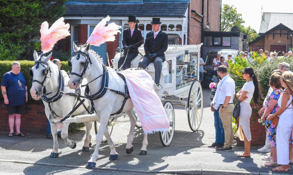 <span>Those present at the funeral paid tribute to Alice, whose parents described her as ‘our perfect dream child’.</span><span>Photograph: Andy Kelvin/EPA</span>