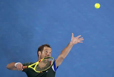 Tennis - Australian Open - Melbourne Park, Melbourne, Australia - early 22/1/17 France's Richard Gasquet serves during his Men's singles third round match against Bulgaria's Grigor Dimitrov. REUTERS/Jason Reed