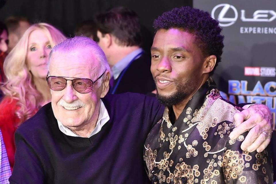 Stan Lee and Black Panther star Chadwick Boseman in Jan. 2018 | David Crotty/Patrick McMullan/Getty