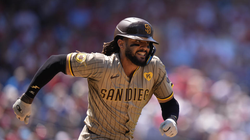 The Padres' Fernando Tatís Jr. could return in early July or after the MLB All-Star break. (AP Photo/Matt Slocum)