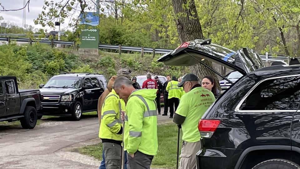 Volunteers including some Dayton police officers have resumed search operations for a fourth day for a 7-year-old boy missing since Saturday at Eastwood MetroPark. (Charlie White/Staff)