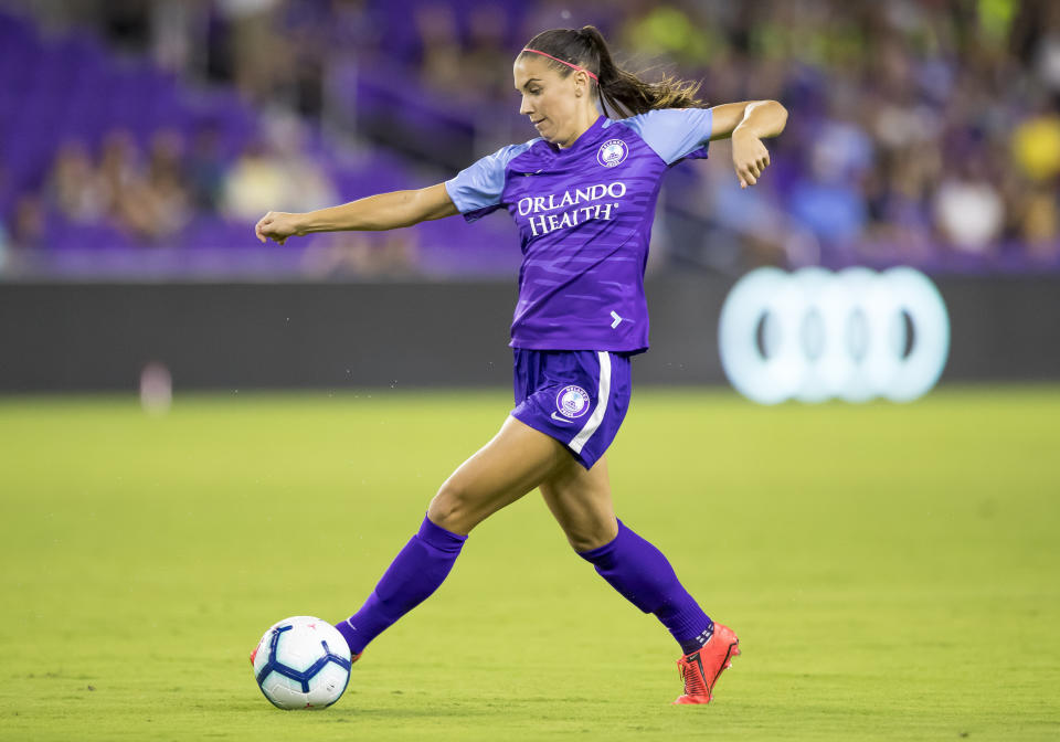 Orlando Pride forward Alex Morgan will miss the rest of the NWSL season due to a knee injury she's been battling since the World Cup this summer.