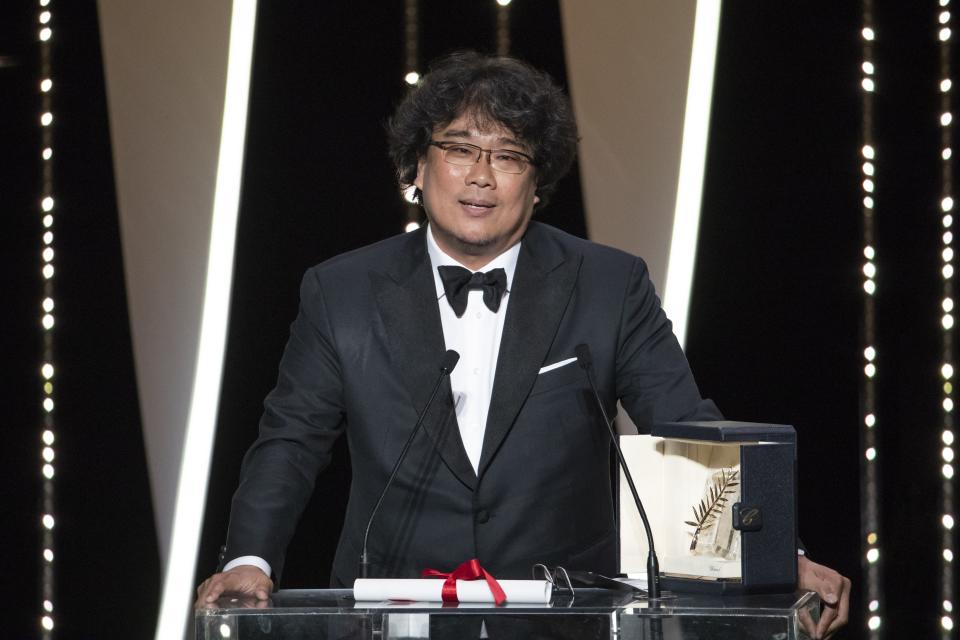 Director Bong Joon Ho receives the Palme d’Or award for ‘Parasite’ - Credit: SYSPEO/SIPA/Shutterstock