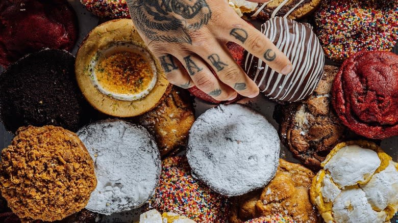 Last Crumb cookies and hand