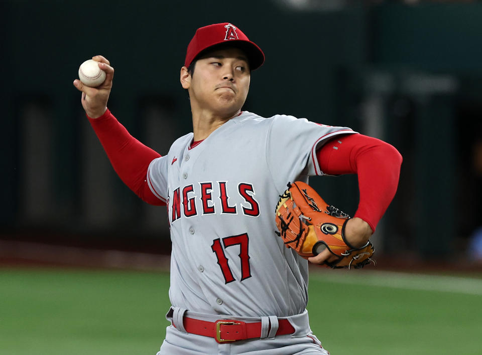 大谷翔平繳出6局優質好投，但打擊繳了白卷。(Photo by Richard Rodriguez/Getty Images)