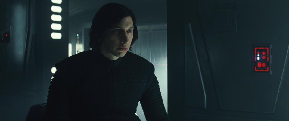 Adam Driver, with his shirt on, as Kylo Ren in <i>Star Wars: The Last Jedi</i>. (Photo: Lucasfilm)
