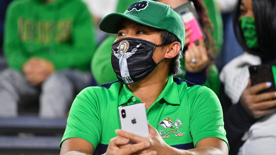 A Notre Dame fan, pictured here before the game against Clemson Tigers.