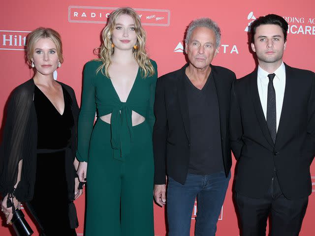 <p>Steve Granitz/Getty</p> Lindsey Buckingham, Kristen Messner, Stella Buckingham and William Gregory Buckingham attend MusiCares Person of the Year honoring Fleetwood Mac on January 26, 2018 in New York City.