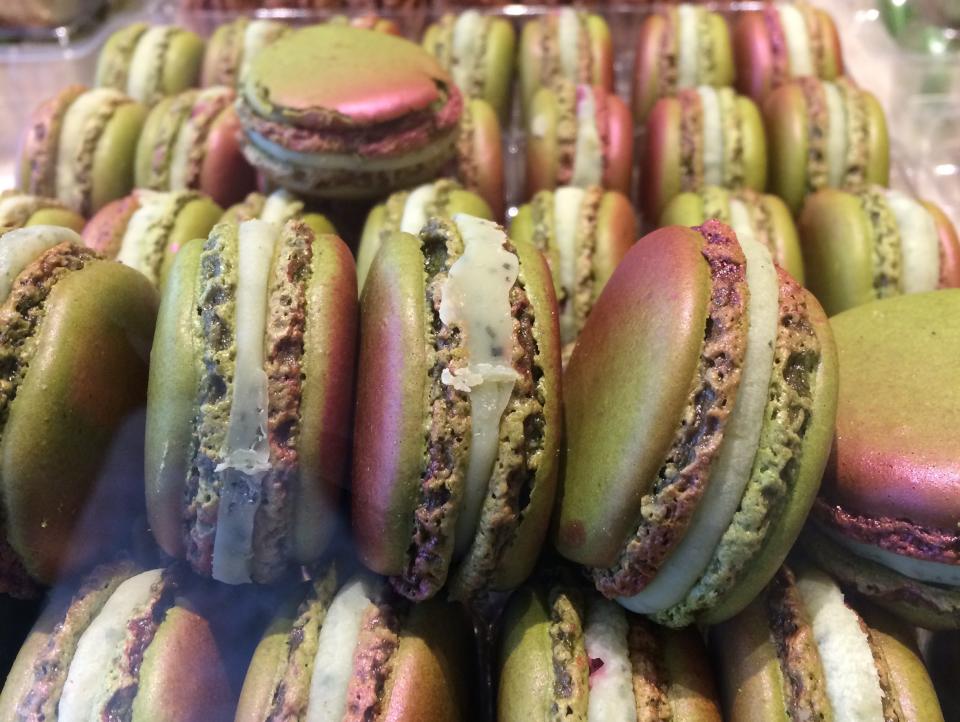 Macarons in a French bakery