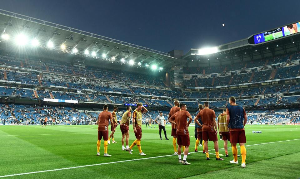 La Roma practicando en la previa del encuentro ante el Real Madrid / Foto: Getty Images