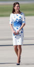 <p>The Duke and Duchess brought Prince George on a three-week tour of Australia and New Zealand back in 2014. And for the occasion, Kate donned a floral dress by LK Bennett. The ‘Lasa’ dress sold out within hours. <em>[Photo: Getty]</em> </p>