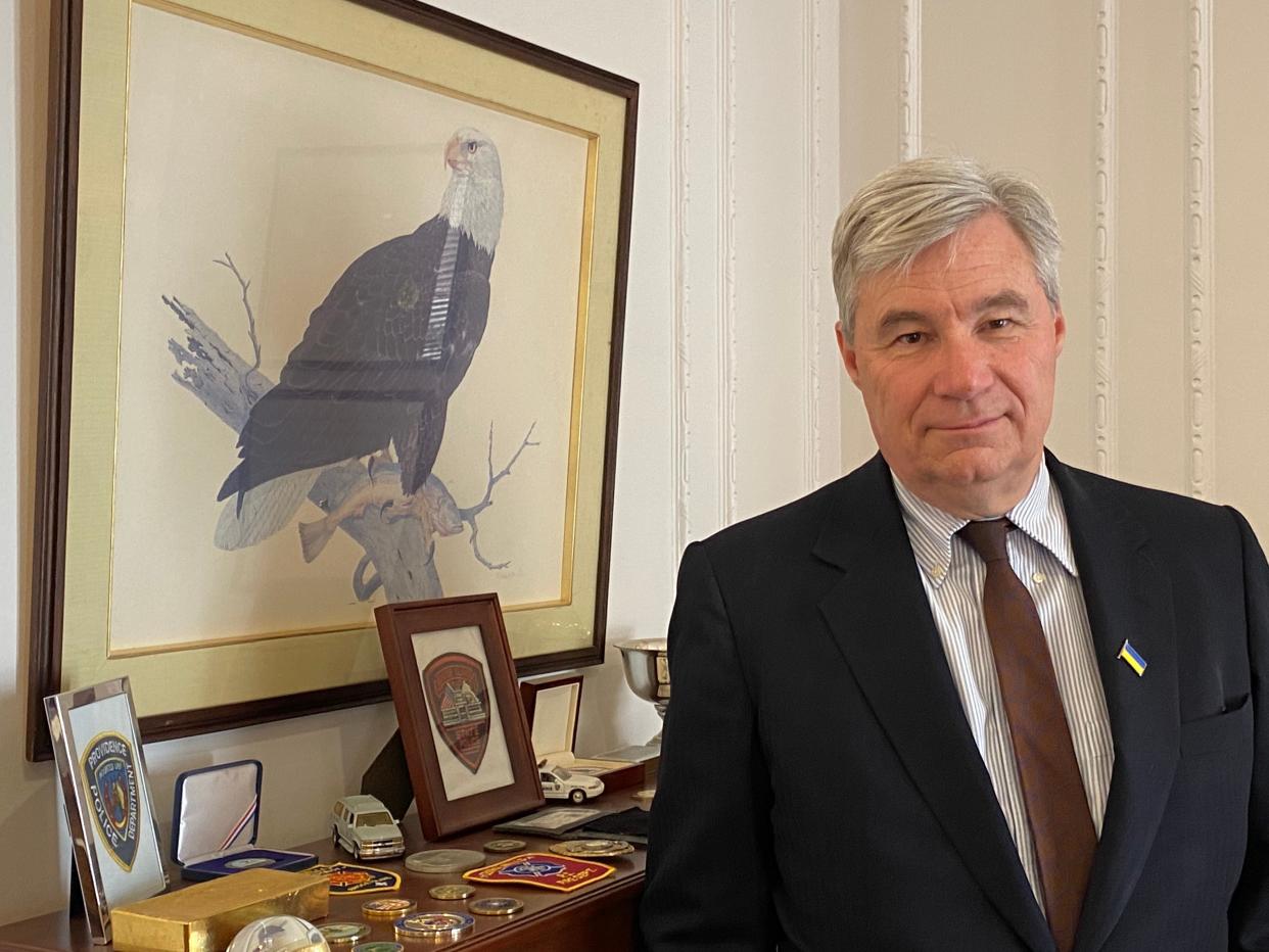 Sen. Sheldon Whitehouse at his Providence office in April.