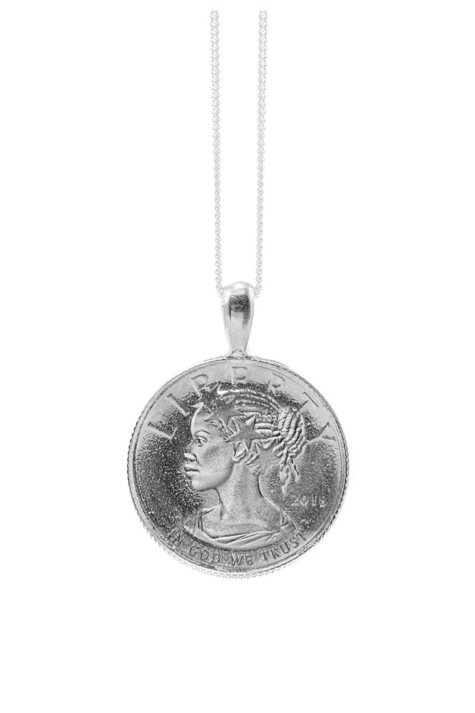 <p><a href="https://omiwoods.com/collections/under-100/products/the-lady-liberty-coin-necklace?variant=39333542756439" rel="nofollow noopener" target="_blank" data-ylk="slk:Shop Now;elm:context_link;itc:0;sec:content-canvas" class="link ">Shop Now</a></p><p>Sterling Silver Liberty Medallion Necklace</p><p>omiwoods.com</p><p>$99.00</p>