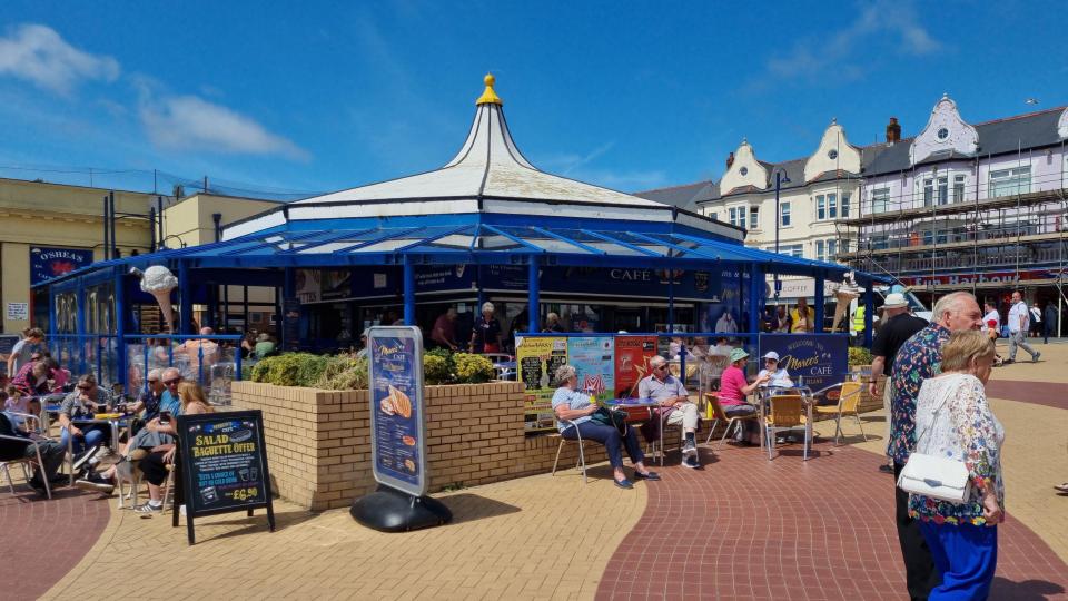 A large café on Barry sea front with large windows and a domed roof.