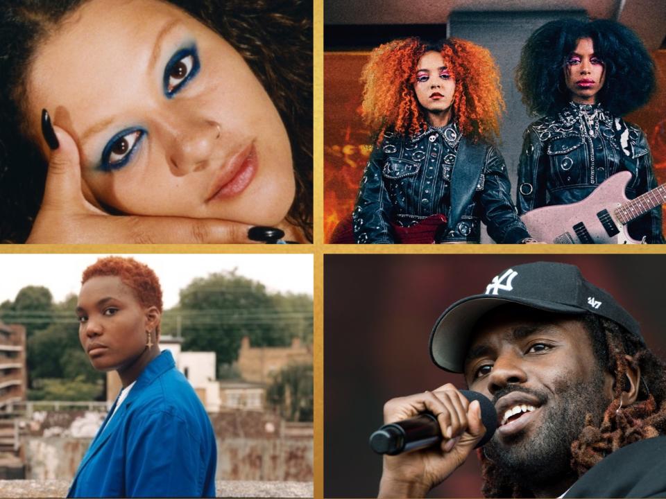 Clockwise from top: Babeheaven singer Nancy Andersen, Nova Twins, Dev Hynes and Arlo Parks (Rex/Press)