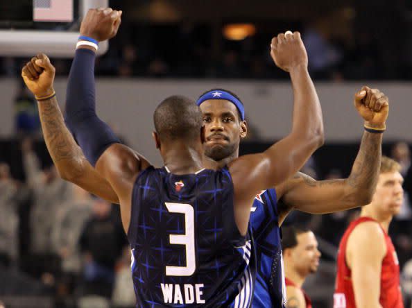 Ronald Martinez / Getty Images Dwyane Wade and LeBron James