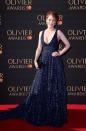 <p>Clare went for a plunging navy gown.<br><i>[Photo: Getty]</i> </p>