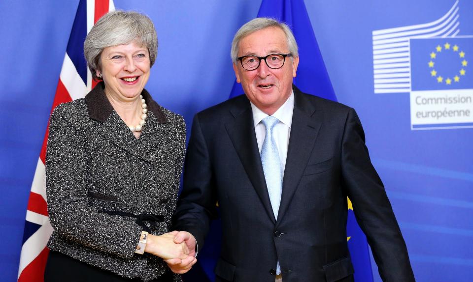 Prime minister Theresa May with European commission president Jean-Claude Juncker (Getty)